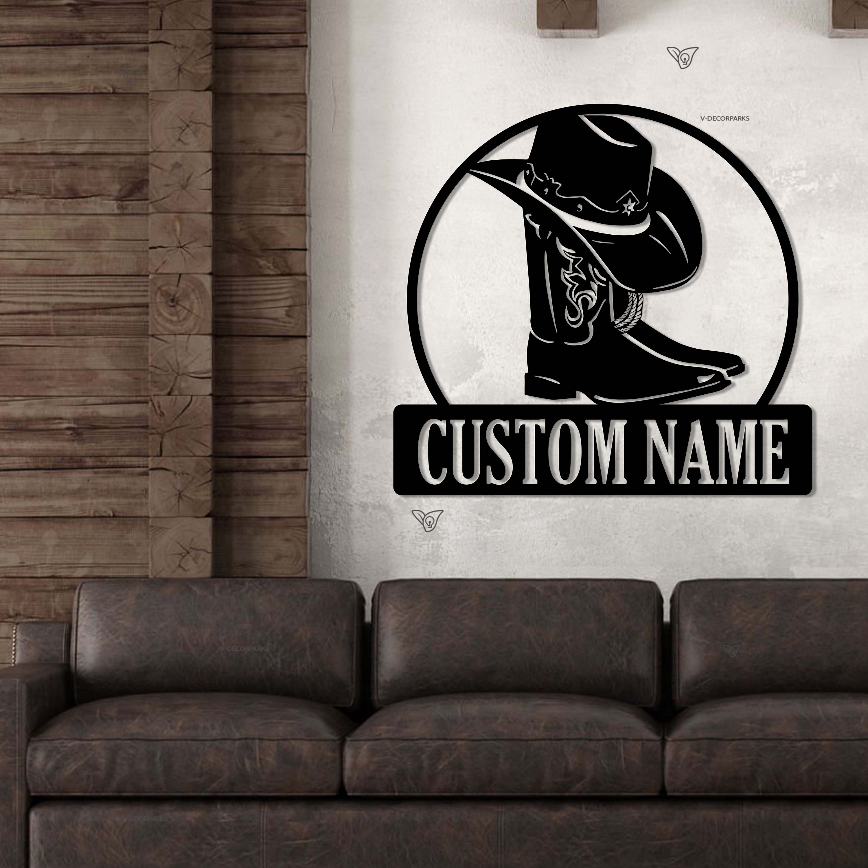 Cowboy Sign Posts Cowboy Metal Sign LED, Personalized Cowboy Metal Signs, Cowboy Hat ...