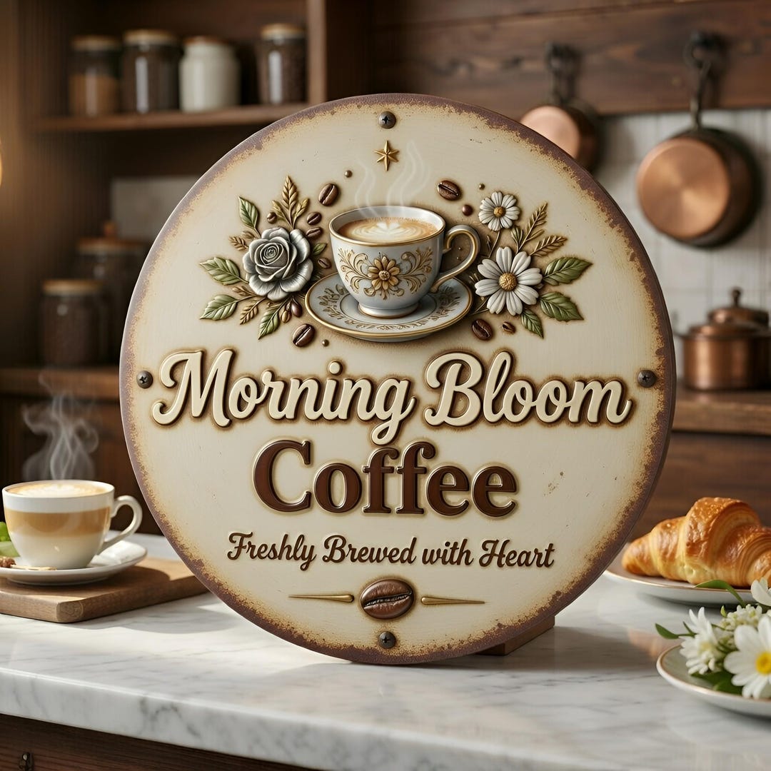 Custom Coffee Metal Sign With Logo, Personalized Cafe Sign, Vintage ...