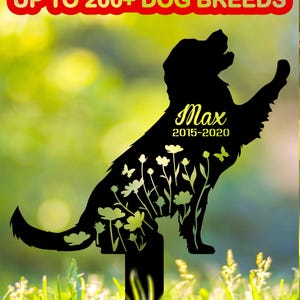 Custom Dog Breed Memorial Stake, Personalized Dog Garden Stake Sign, Pet Loss Gift, Dog Breed Sign, Metal Stake, Dog Grave Marker, Dog Lover
