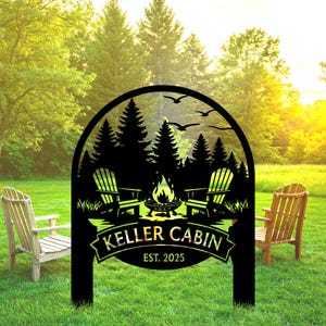 Personalized Custom Metal Campfire Sign with Stakes, Cabin Sign, Camp Decor, Outdoor Life Lovers Gift, Camp Name Sign, Farmhouse Decor, Gift