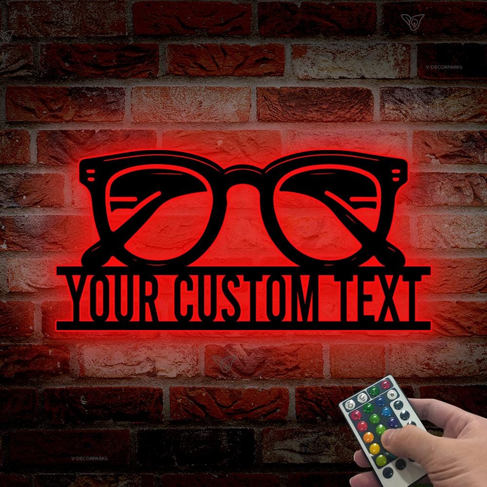 Led Optometry Sign Personalized Eyeglasses led Sign, Custom Name LED Glasses Sign, Office ...