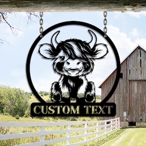 Benutzerdefinierte Kuh Bauernhof Metall Wandkunst, Kuh Bauernhof Zeichen, Buffalo Farm Zeichen, personalisierte Kuh Bauernhof Metallschild, Kuh Bauernhof Geschenk, Kuhzüchter