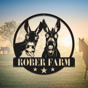 Personalized Donkey Metal Sign Custom Donkey Farm Metal Sign Donkeys Metal Wall Art Name Sign Decoration Metal Family Name Sign Gifts Farm