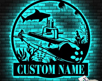 Custom Submarine Metal Wall Art, Personalized Submarine Name Sign Decoration For Room, Submarine Home Decor, Custom Submarine Sign Gift