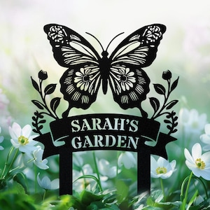 Personalized Butterfly Garden Stake, Gardener Gift, Butterfly Flower Sign, Custom Garden Name Sign,Butterfly Decor, Yard Decor, Gift For Mom