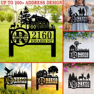 Personalized Farmhouse House Number Plaque, Custom Address Sign, Metal Outdoor Sign, Home Decor, Outdoor Sign, Farm Address Sign,Farmer Gift