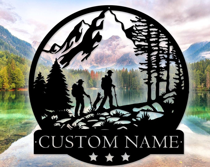 Custom Hiking Metal Wall Art, Couple Name Hiking Signs, Hiking Metal Sign, Hiking Couple, Gift For Her, Hiking Great Outdoor, Hiking Gift