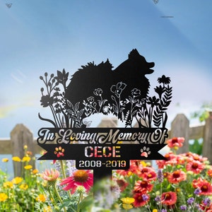 Personalized Dog Memorial Stake, Pomeranian Sign, Dog Garden Decor, Metal Stake,Pomeranian, Sympathy Sign,Pet Grave Marker,Remembrance Stake