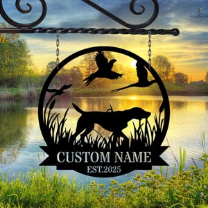 Personalized Pointer Dog Hunting Sign, Custom Name Bird Hunting Decor, Hunting Dog Silhouette, Dog & Birds , Hunting Decor , Wildlife Decor