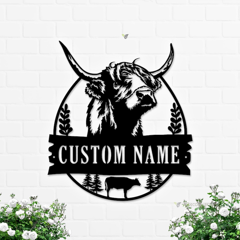 Custom Highland Cow Metal Sign,highland Cow Metal Wall Art,personalized ...