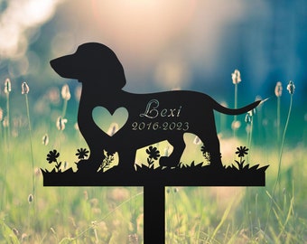 Personalized Dog Memorial Stake, Metal Stake, Dachshund Dog, Sympathy Sign, Pet Grave Marker, Remembrance Stake, Dachshund Stake, Dachshund