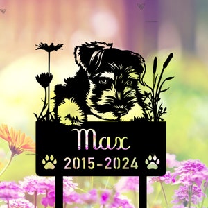 Personalized Miniature Schnauzer Dog Metal Memorial Garden Stake Custom Pet Grave Marker Name Sign Remembrance Stake Decor Sympathy Dog Loss