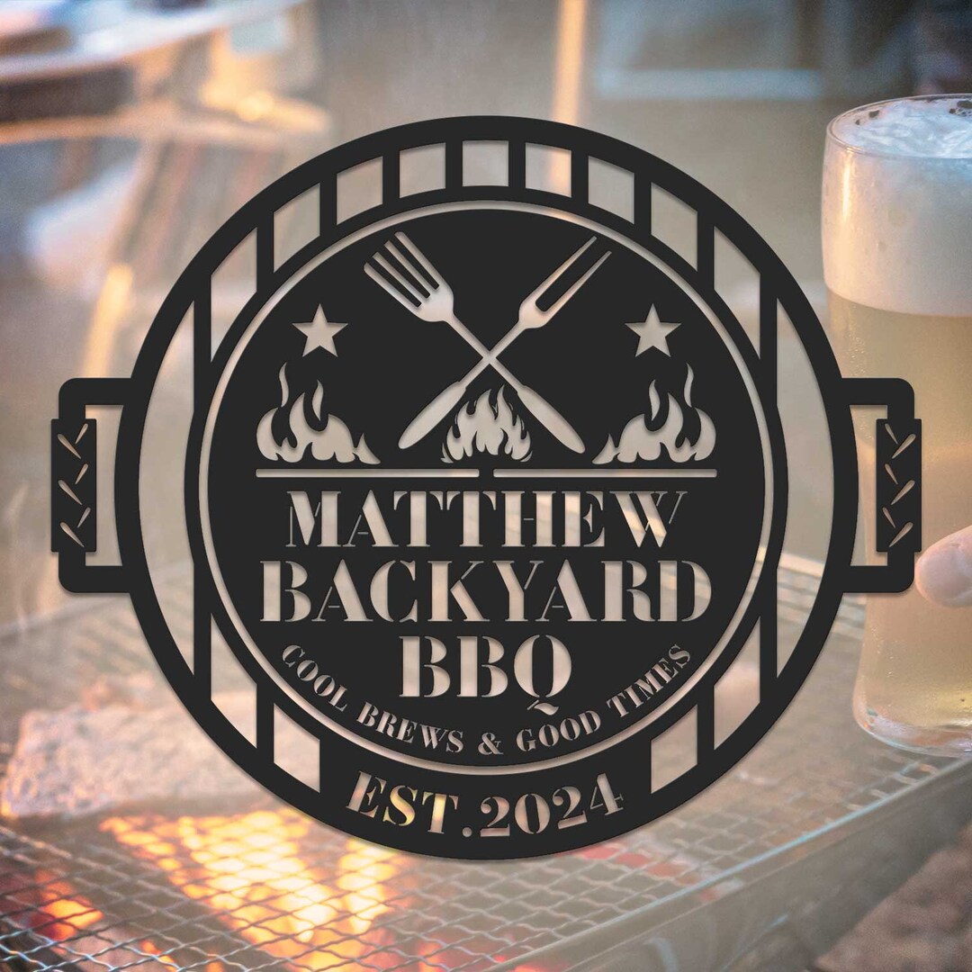 Personalized Metal Barbecue Wall Sign, Barbecue Sign for Outdoor