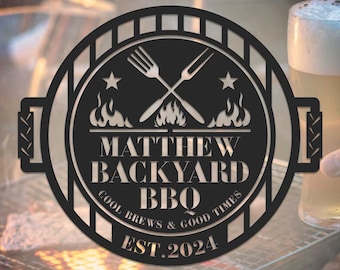 Placa de parede de metal personalizada para churrasco, placa de churrasco para áreas externas, decoração de parede para churrasco, placa grande para churrasco, placa para grelha, presente para churrasco, defumador