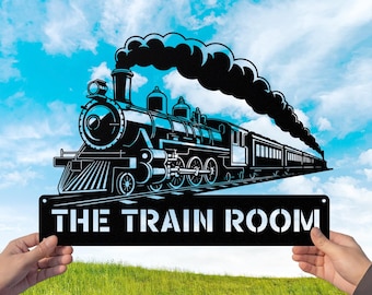 Custom Steam Engine Train Locomotive Metal Wall Art, Personalized Train Driver Name Sign, Model Train Decor, Home Decor Railroad Decoration