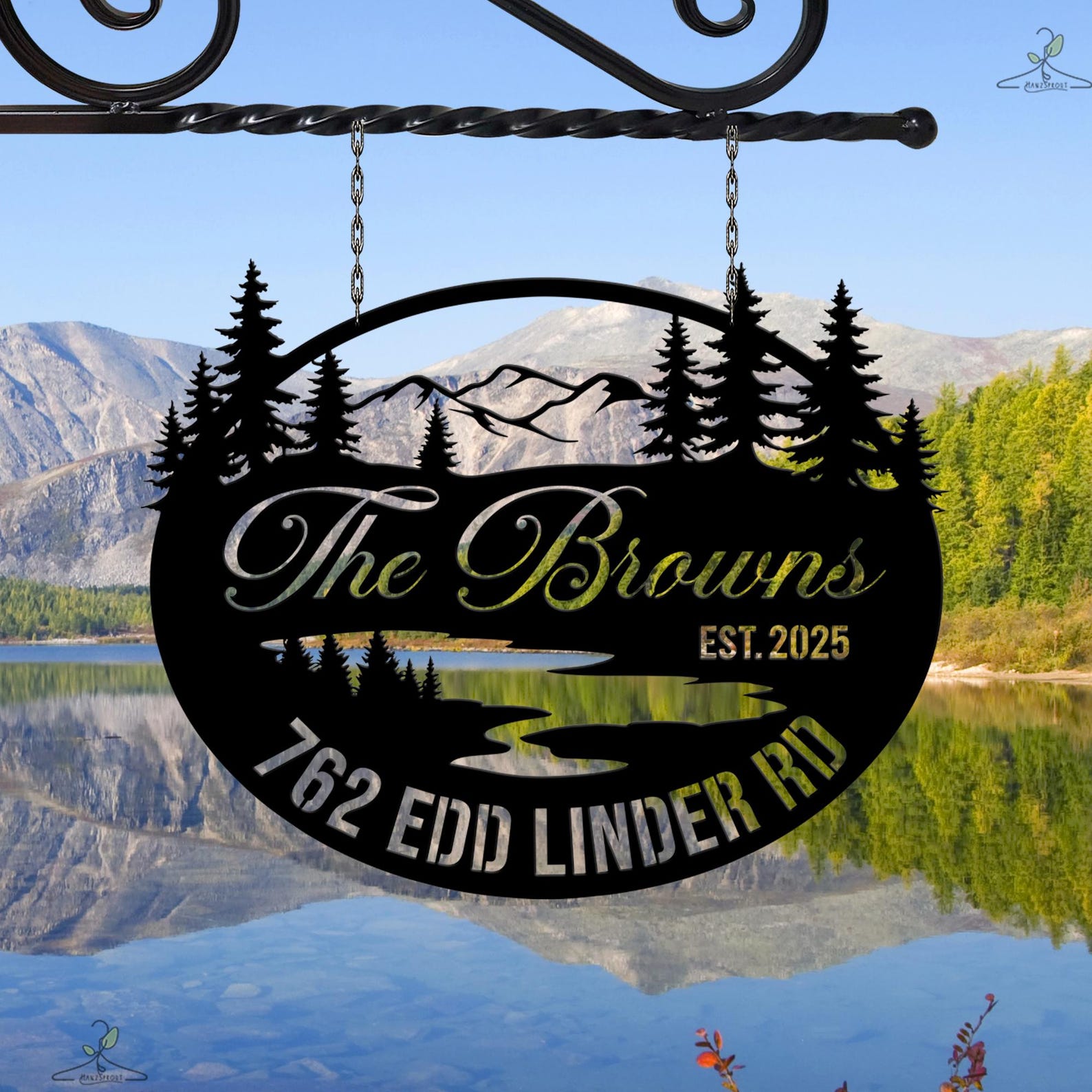 Personalized Mountain Cabin Metal Sign, Custom Family Name Sign, Rustic ...