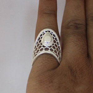 Filigree 925 Sterling Silver Ring: Wide Band Boho Victorian Style