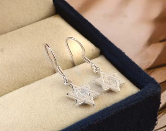 Sterling Silber Davidstern Evil Eye baumeln Ohrringe