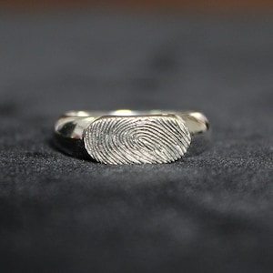Actual Fingerprint Ring, Fingerprint Signet Ring, Unique Gift For Mom, Custom Fingerprint Ring, Dog Nose Print Ring, Custom Signet Ring