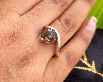 Sterling Silver Smoky Quartz Ring: Gemstone Meditation Jewelry