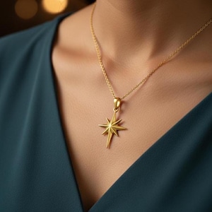 Sterling Silver North Star Necklace – Gold Celestial Pendant