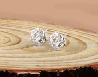 Rosen-Ohrstecker aus 925er Silber: Zierliche Blumenschmuckstücke