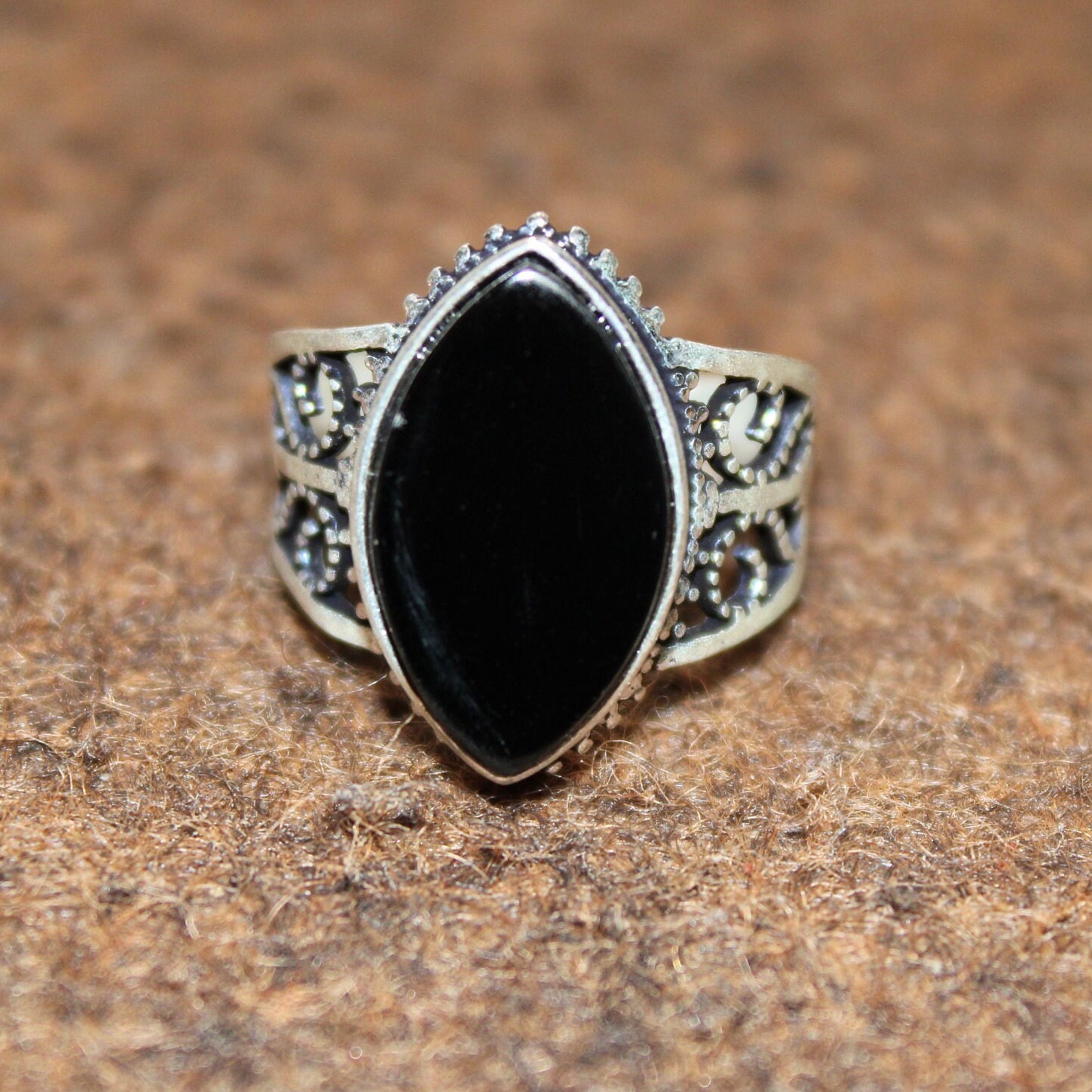 Black Obsidian Gemstone Ring, Onyx Faceted Ring, Black Onyx Black Obsidian Gemstone Ring, Onyx Faceted Ring, Black Onyx