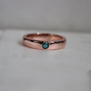 Anime Inspired Ring: Rose Gold Silver Band, Sky Blue Stone