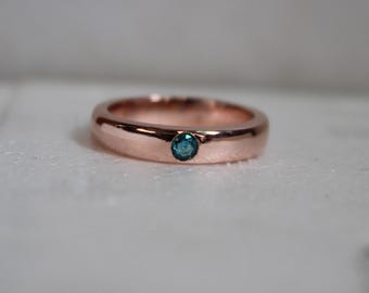 Anime Inspired Ring: Rose Gold Silver Band, Sky Blue Stone