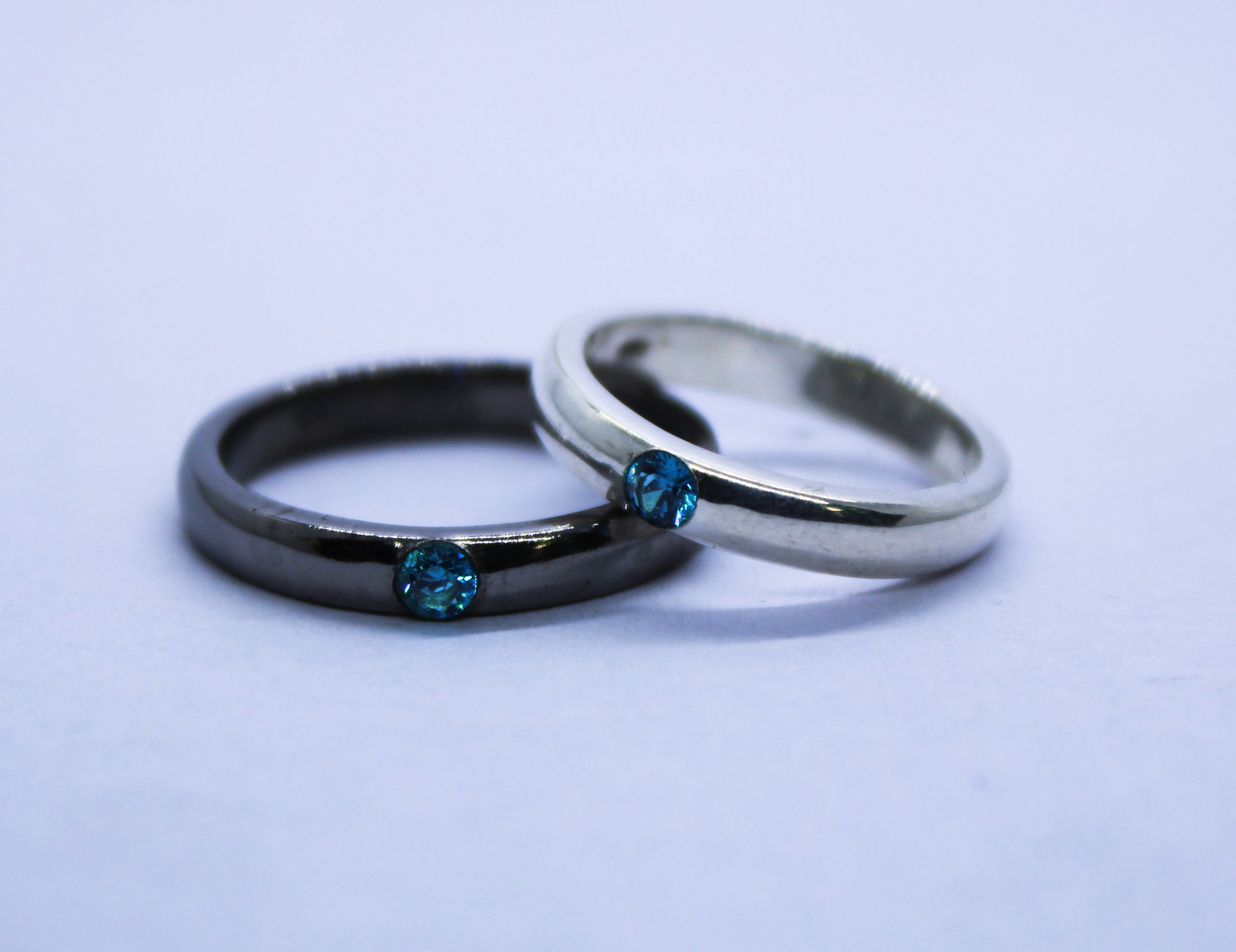 Yuta Inspired Anime Ring: Silver Couple Ring With Sky Blue Stone