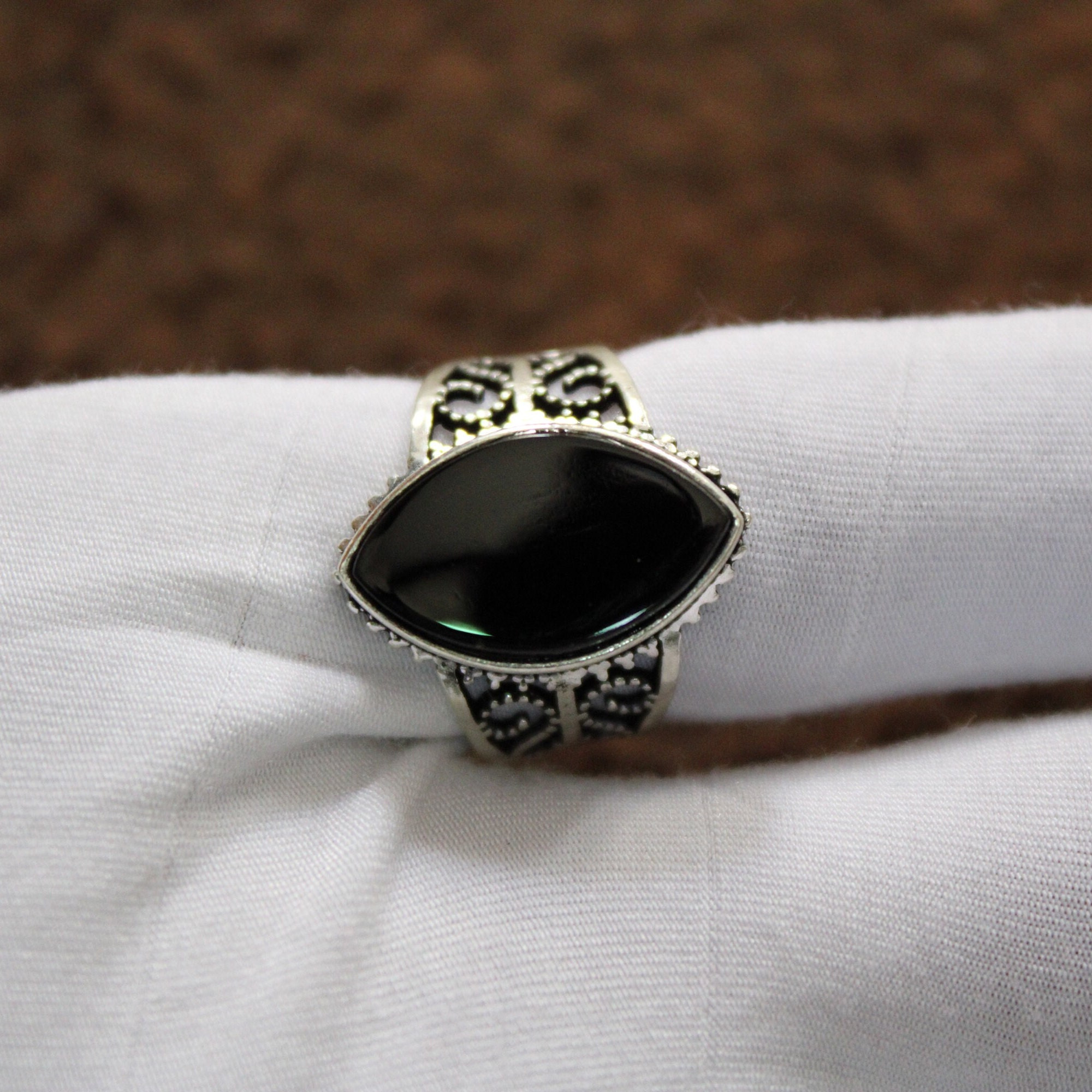 Black Obsidian Gemstone Ring, Onyx Faceted Ring, Black Onyx Black Obsidian Gemstone Ring, Onyx Faceted Ring, Black Onyx