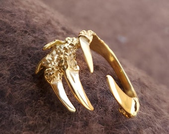 Drachenklauenring, Golddrachenkrallenring, Punk-Ring, Gothic-Schmuck, Drachenring, einzigartige Weihnachtsgeschenke, gotischer Schmuck für Männer