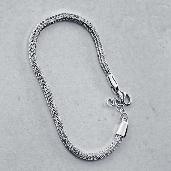 Sterling Silver Byzantine Chain Bracelet - Boho Woven Bali Style