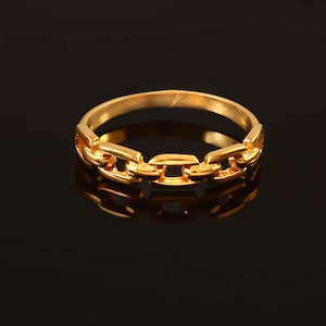 Gouden sterlingzilveren schakelring - minimalistische stapelbare ring