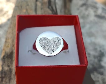 Anello personalizzato in argento sterling con impronta digitale: impronta personalizzata della zampa del tuo animale domestico
