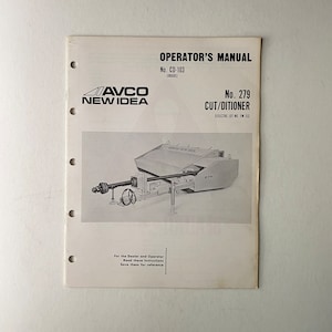 1983 AVCO New Idea 279 Cut/Ditioner Operator&#39;s Manual CD-103