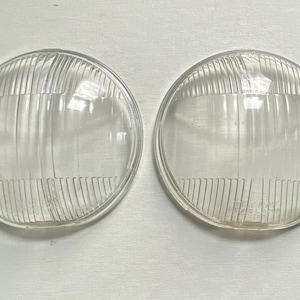 Pair Antique TILT RAY Automotive Headlight Head Lamp Lenses - 7 1/2” Diameter - One Marked Chevrolet