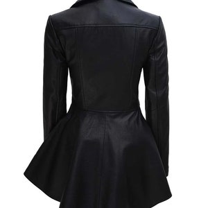 Handmade Womens Black Peplum Leather Jacket image 3