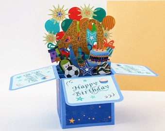 Happy 40th Birthday Surprise Box - Pop Up Birthday Card with Envelope - Unique 3D Birthday Greeting Card