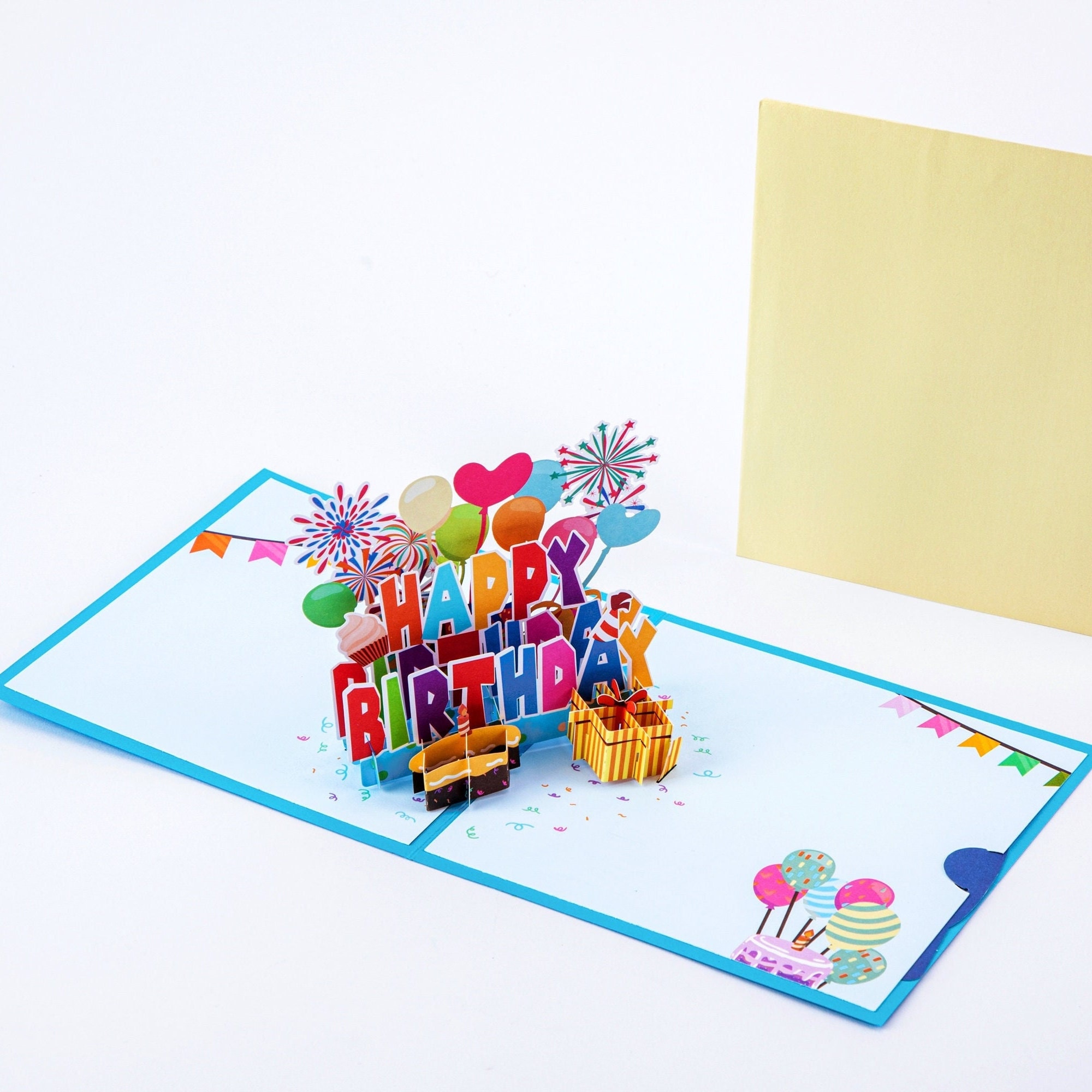 Bold Happy Birthday - Pop up Birthday Card With Envelope - Unique 3D ...