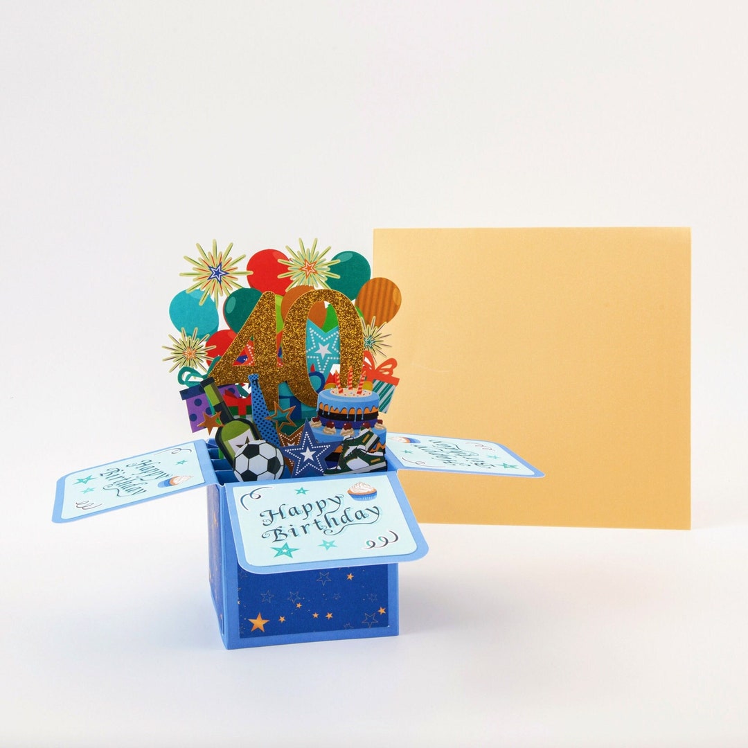 Happy 40th Birthday Surprise Box - Pop up Birthday Card With Envelope ...