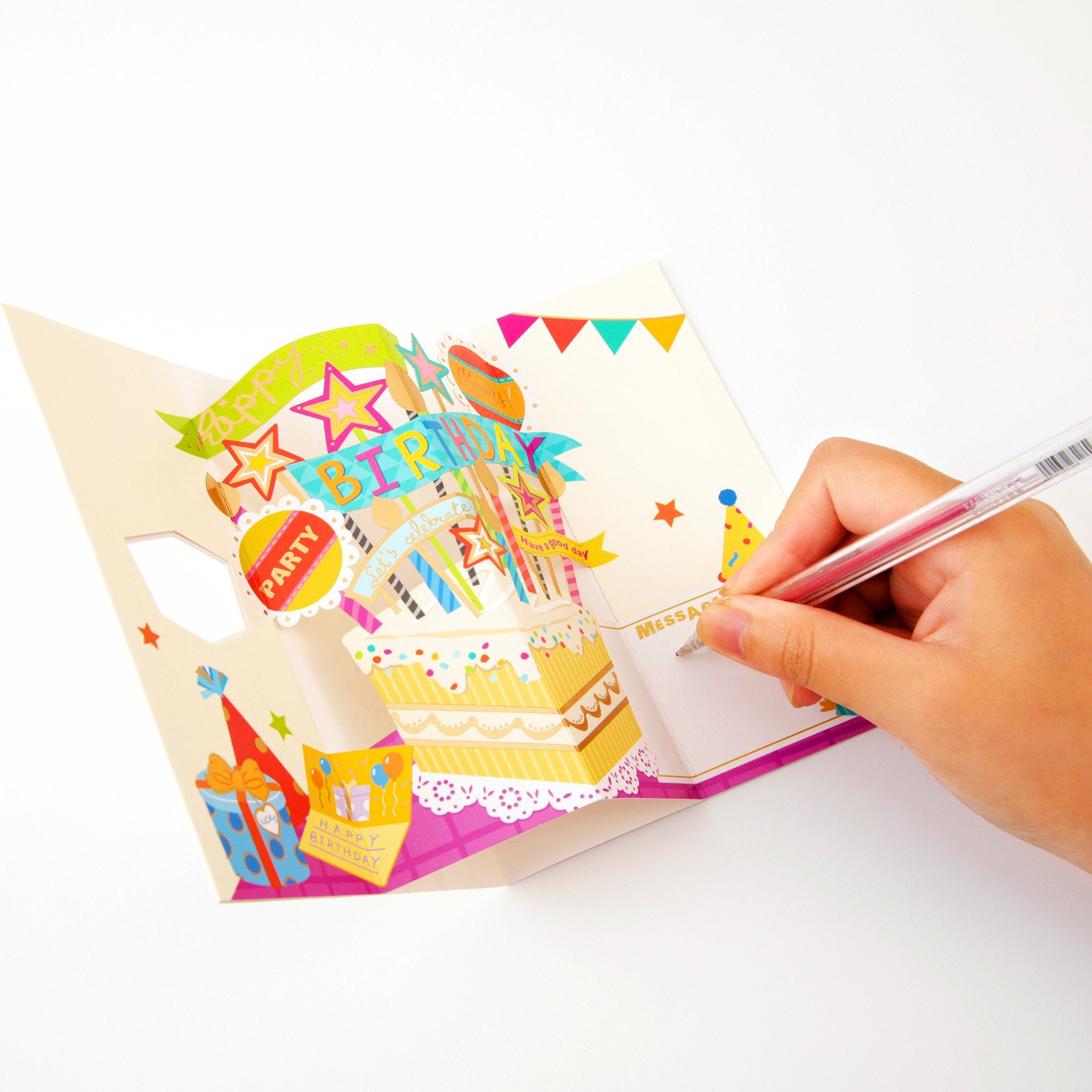 Cute Happy Birthday Cake Card - Pop up Birthday Card With Envelope ...