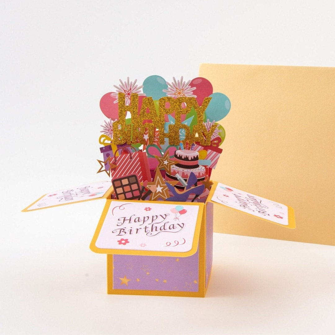 Happy Birthday Surprise Box 3D Pop up Greeting Card With Envelope ...