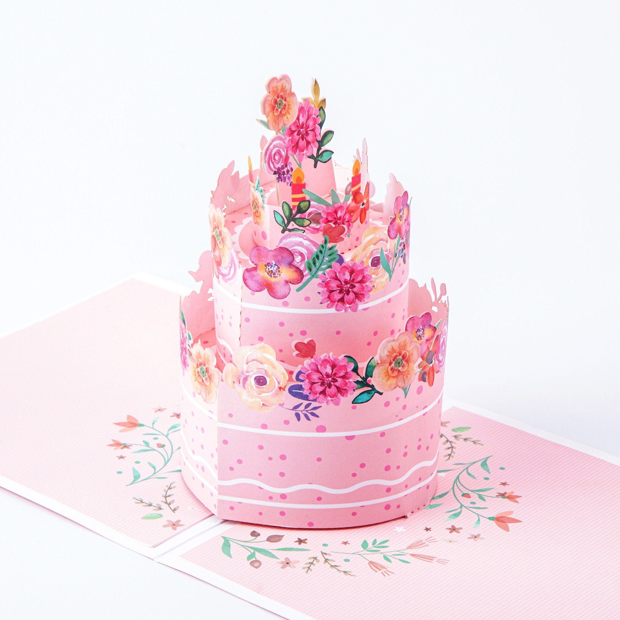 Floral Cake - Pop up Birthday Card With Envelope - Unique 3D Wedding ...