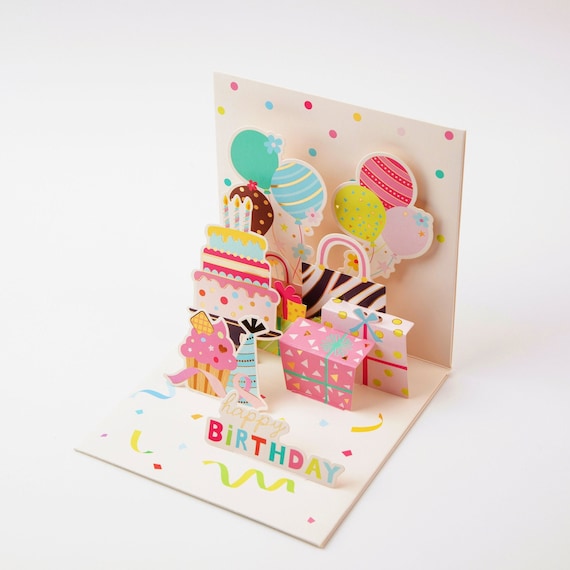 Gift Card Gift Box 3D Pop Up Happy Birthday Gift Greeting Cards