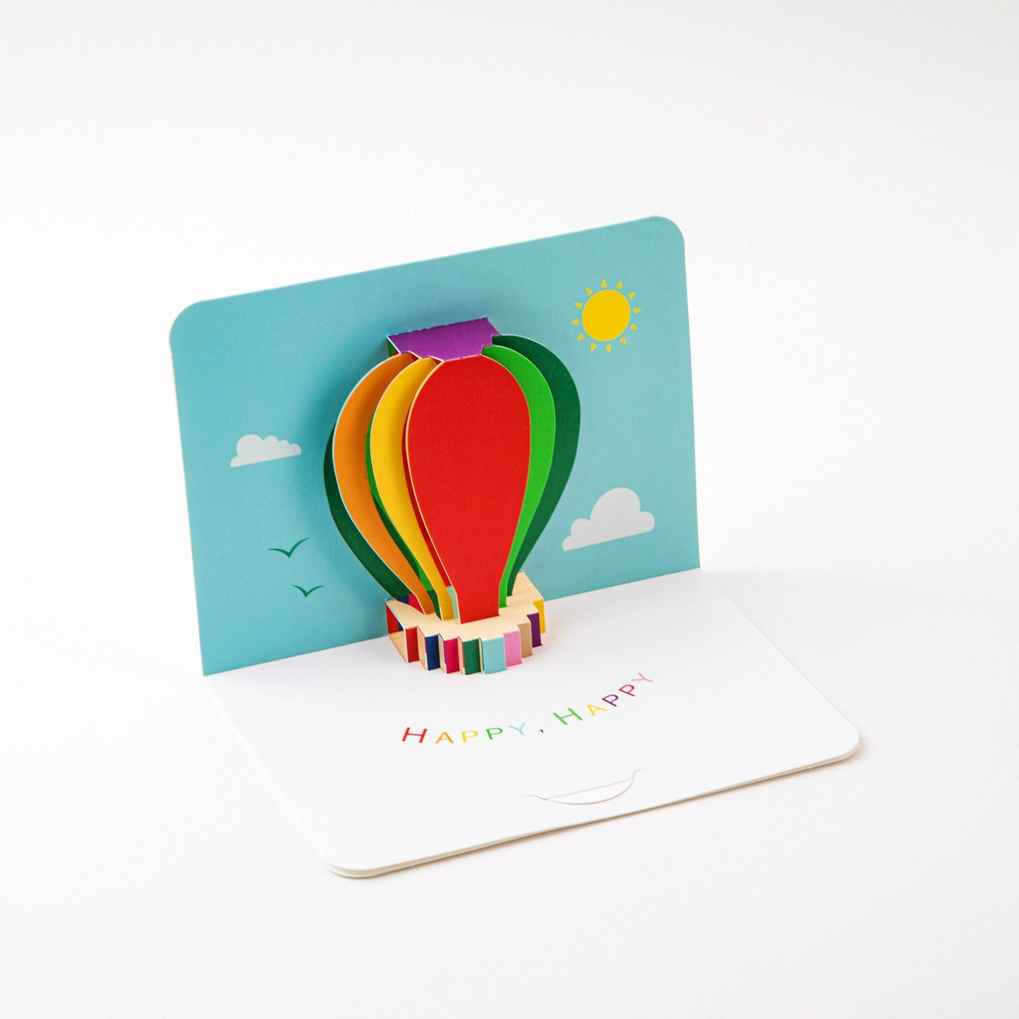 Flying Hot Air Balloon - Pop up Birthday Card With Envelope - Cute 3D ...