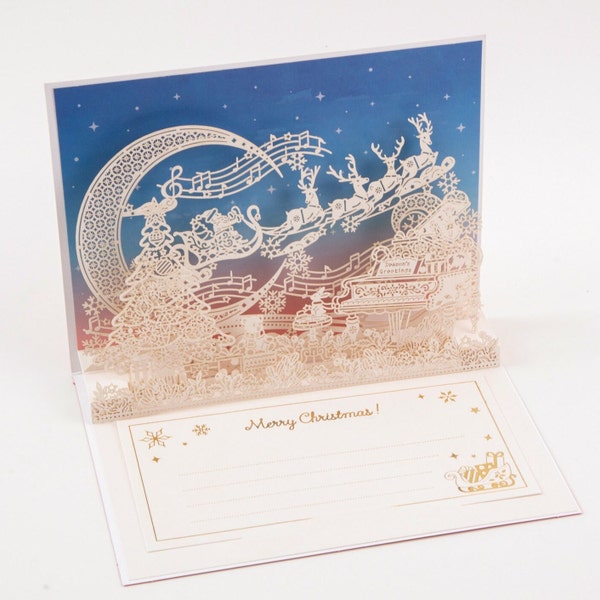 Enchanted Reindeer Melody - Merry Christmas Pop Up Greeting Card with Envelope - Unique 3D Holiday Greeting Card