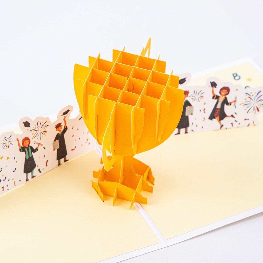 Graduation Trophy Graduation Pop up Greeting Card With Envelope Unique ...