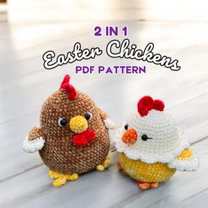 Easter Chicken Crochet Pattern, Cute Chickens Amigurumi Patterns, Easy PDF Tutorial in English US Term, Easter Day Decor and Gift
