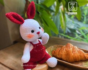 Motif lapin au crochet, motifs lapin Amigurumi pour Pâques, fichier à télécharger en anglais Pdf, terme américain par Sunigift, motif animal en peluche